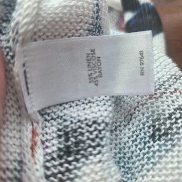 J. Jill Women's Linen Blend Floral Long Cardigan Sweater Open Front 3/4 Sleeve M - Picture 7 of 7